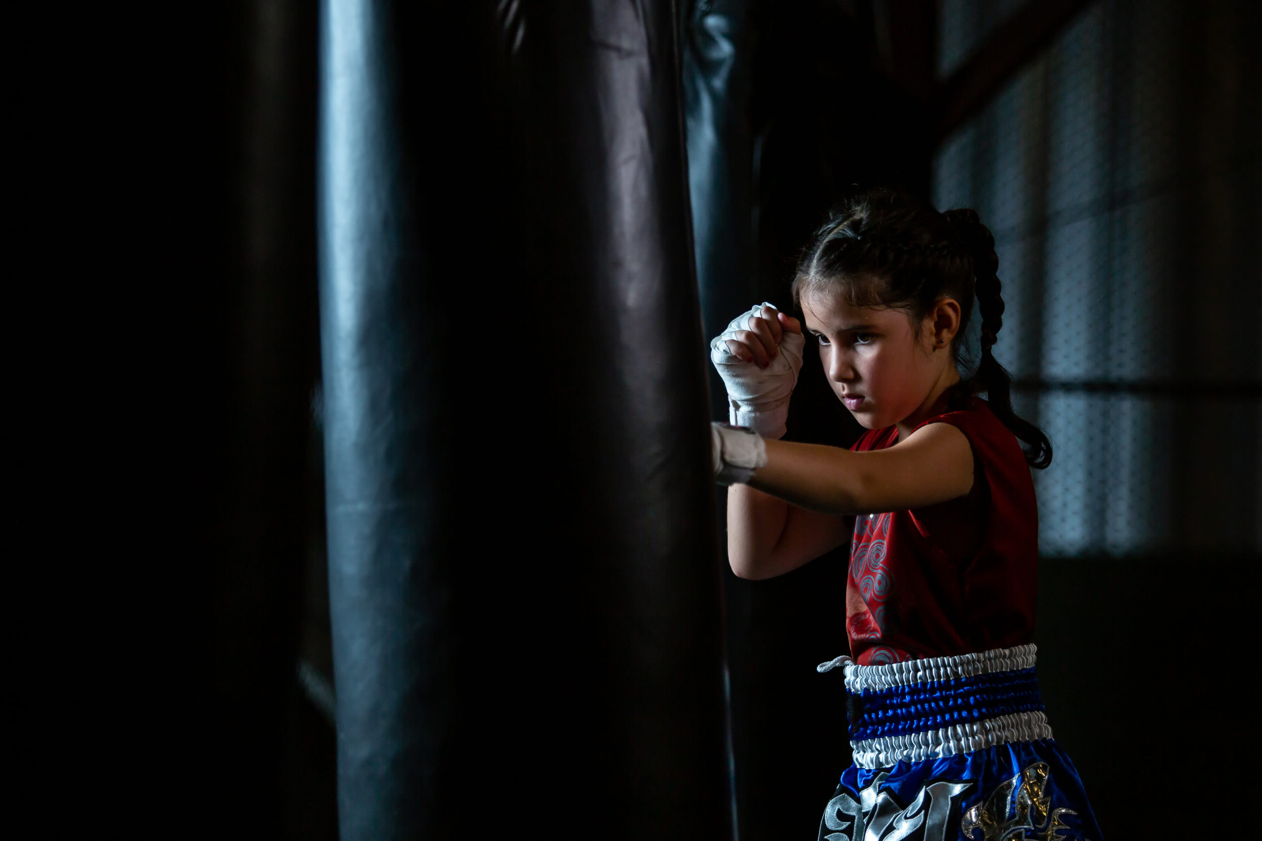 Little,Girl,Thai,Boxing,Training,Is,A,Self,Defense,Course,